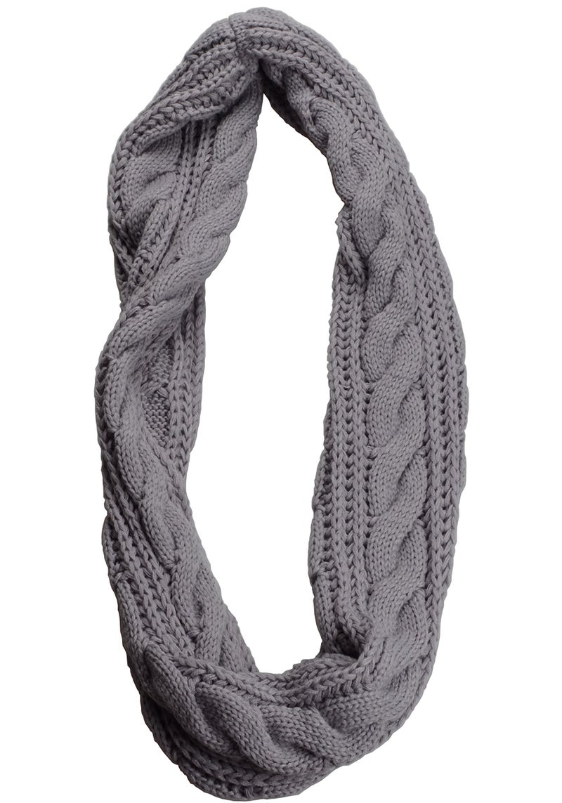 NEOSAN Womens Thick Ribbed Knit Winter Infinity Circle Loop Scarf Twist Grey - Image 2